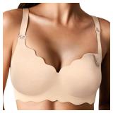 Gailife Floral Nursing Bras for Breastfeeding Comfort Maternity Bras for Pregnancy Seamless Bralettes with Extra Extender -BG,M Beige