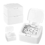 Floss Pick Holder and Qtip Holder with One-Touch Opening,Easy Refill, Compact Storage Case,Storeable Cotton Swabs,Balls,Pads,for Home Or Office(2 Pcs)