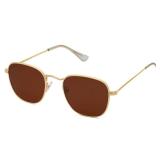 SOJOS Small Square Polarized Sunglasses for Women Men Classic Vintage Retro Style SJ1143 with Gold Frame/Brown Lens