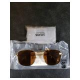 SOJOS Small Square Polarized Sunglasses for Women Men Classic Vintage Retro Style SJ1143 with Gold Frame/Brown Lens