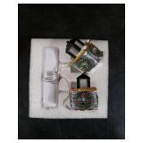 Hiboom Christmas Village Accessories, Limestone Lamps Figurines with LED Lights, Battery Operated 1.9 Christmas Village Display, Xmas Decorations Indoor for Desktop Home Decor Gifts (Set of 2)