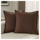 FUTEI Brown Chenille Throw Pillow Covers 22x22 Inch Set of 2,Edges Double-Stitched Cushion Cases,Modern Home Decor for Couch Living Room