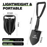 BEHANDY 18.5 Folding Shovel, Collapsible Shovel for Car Snow, Camping Shovel and Pickax, Military Entrenching Tool for Gardening, Camping, Sand, Off Road, Portable Car Emergency kit
