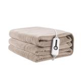 Electric Heated Blanket 72x84 Full Size, Soft Coral Fleece with 4 Heating Levels and 10 Hours Auto-Off, Machine Washable, Cozy Plush Fabric for Home, Light Brown