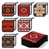 Bencailor MultiPcs Pot Holders with Pocket Kitchen Hot Potholders Hot Pad Oven Mitts Cookie Bag Oven Gloves for Kitchen Gift Baking Cooking(Dark,Vintage)