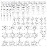 Chuangdi MultiPcs Snowflake Icicle Ornaments for Christmas Tree Twisted Glitter Icicles Acrylic Hanging Drop Decoration for Winter Xmas Holiday Party New Year Outdoor Supplies(Clear)