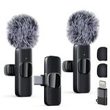 Professional Wireless Lavalier Lapel Microphone for iPhone, iPad, mini Video Recording Mic forInterview Video Podcast Vlog YouTube&Livestream, Noise Reduction, Plug &Play