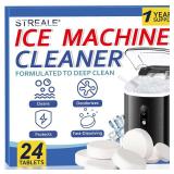 STREALE Ice Machine Cleaner Maker and Descaler - Ice Maker Cleaner Tablets Compatible with All Major Brands, Nickel Safe Descaler Countertop Portable Commercial Icemaker Cleaning Solution