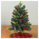 Sattiyrch Small Christmas Tree Skirt 18in, Red Black Buffalo Check Christmas Tree Skirt for Holiday Christmas Decorations (Red Black Buffalo Check, 18in)