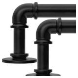 WORLD RODS 2PCS Black Curtain Rods 18 to 88 Inches,Adjustable Length,1 in Diameter Pipe,Wall or Ceiling Mounted,for Bedroom and Living Room (Black,18 to 88 2PCS)
