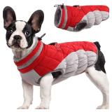 FUAMEY Dog Coat for Medium Dogs,Waterproof Dog Winter Jacket with Harness Built in Puppy Cold Weather Coats Reflective Pet Vest with Zipper Warm Fleece Dogs Snowsuit Windproof Red M