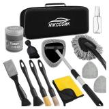 NIKCOSMK Windshield Cleaner Tool, Pcs Car Cleaning Kit - Car Interior Detailing Kit with Extendable Handle, Cleaning Gel & Microfiber Pads, All-in-One Inside Car Cleaning Supplies for Women Men