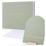Beautiful Wedding Guest Book Set With Personalized 2025 Year for Your Wedding Reception Elegant Polaroid Photo Guestbook w Linen Cover, Sign, Luxury Pen & Adhesive Photo Corners to Capture Memorie