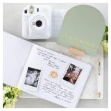 Beautiful Wedding Guest Book Set With Personalized 2025 Year for Your Wedding Reception Elegant Polaroid Photo Guestbook w Linen Cover, Sign, Luxury Pen & Adhesive Photo Corners to Capture Memorie