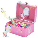 Jewelkeeper Unicorn and Butterfly Themed Jewelry Box Pink for Girls - Wooden Jewelry Box with Velvet Lining for Little Girl