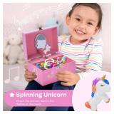 Jewelkeeper Unicorn and Butterfly Themed Jewelry Box Pink for Girls - Wooden Jewelry Box with Velvet Lining for Little Girl