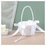 Flower Girl Baskets for Wedding,Ivory Flower Girl Basket,Wedding Basket for Flower Girl Wedding Decor (Ivory)