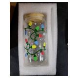 Joyseller Christmas Gifts, 18oz Color Changing Christmas Lights Iced Coffee Can Glass, X-mas Glass Cup with Lid and Straw, Holiday Tumbler