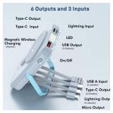 TXQX Wireless Portable Charger 10000mAh,Magnetic Power Bank with Built-in Cables LED Display,22.5W PD Fast Charging for Magsafe Battery Pack Compatible with iPhone16/15/14/13/12/Pro/Pro Max(Blue)