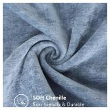 decorUhome Spring Chenille Soft Throw Pillow Covers 20x20 Set of 2, Farmhouse Velvet Neutral Decorative Pillow Covers with Stitched Edge for Couch Sofa Bed Home Decor, Blue