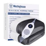 Westinghouse Heated Throw Blanket, Electric Blanket Throw with 6 Heating Levels and 2-10 Hours Time Settings, Flannel to Sherpa Super Cozy Heated Blanket Machine Washable, 50x60 inch, Charcoal