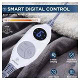 Westinghouse Heated Throw Blanket, Electric Blanket Throw with 6 Heating Levels and 2-10 Hours Time Settings, Flannel to Sherpa Super Cozy Heated Blanket Machine Washable, 50x60 inch, Charcoal