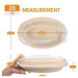 Celel 50 Pack 28 Oval Paper Bowls with Lids, Microwavable Oval Disposable Containers for Burrito, Salads, Pasta, Com-postable Meal Prep Food Containers - 50 Bowls 50 Lids