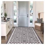 Ileading Indoor Door Mat 3x5ft Absorbent Dog Mats for Muddy Paws,Machine Washable Small Living Room Area Rug with Non-Slip Rubber Backing Low-Profile Inside Carpet for Hallway,Entryway,Kitchen(Grey)