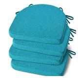 Shinnwa Kitchen Chair Cushions Set of 4, Non-Slip Dining Chair Cushions with Ties and Machine Washable Cover, 4 Pack, 17 x 16.5 x 2in, Teal
