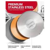 MICHELANGELO Stainless Steel Sauce Pan Set - 1, 2, 3 Qt Saucepans with Lids, Small Stainless Steel Pots for Cooking, Induction Compatible, Dishwasher & Oven Safe
