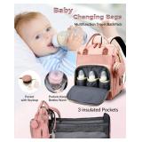 Lamroro Diaper Bag with Changing Station, Waterproof 3 in 1 Baby Diaper Backpack with Foldable Changing Pad, Large Travel Back Pack for Baby Girl Boy, Peach Pink