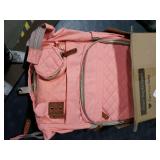 Lamroro Diaper Bag with Changing Station, Waterproof 3 in 1 Baby Diaper Backpack with Foldable Changing Pad, Large Travel Back Pack for Baby Girl Boy, Peach Pink