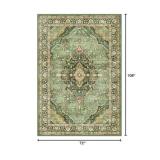 6x9 Vintage Rugs for Dining Room, Washable Rugs Non Slip Large Area Rug for Living Room Bedroom Office, Floor Decoration Big Rug Mat Low-Pile Kid & Pet Friendly(Border Green)