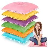 Tinideya 6 Pcs 15 Inch Square Floor Pillows for Kids Classroom Seating Cushions Flexible Plush Seats for Reading Corner Classroom Supplies Playroom Preschool Elementary Daycare