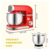 Stand Mixer, Kitchen in the box 3.2Qt Small Electric Food Mixer,6 Speeds Portable Lightweight Kitchen Mixer for Daily Use with Egg Whisk,Dough Hook,Flat Beater (Red)