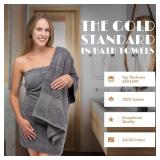 White Classic Wealuxe Grey Towels for Bathroom , Cotton Bath Towel Set for Hotel, Gym, Spa, Soft Extra Absorbent Quick Dry 24x50 Inch