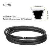uxcell 4pcs A71 or 4L730 Classic Wrapped Rubber V-Belt, 71(1800mm) Inside Circumference, A Profile V Belt