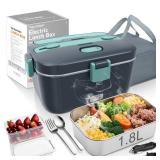 COZYEXPERT Electric-Lunch-Box-Heated-Food-Warmer 100W Heating Lunchbox for Adults 1.8L Portable Food Heater for Work/Car, 12V/24V/110-230V
