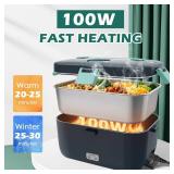 COZYEXPERT Electric-Lunch-Box-Heated-Food-Warmer 100W Heating Lunchbox for Adults 1.8L Portable Food Heater for Work/Car, 12V/24V/110-230V