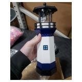 HSHD Lighthouse with Rotating Beacon LED Lights - Solar Lighthouse Lamp Outdoor Decorative for Garden Patio Well Cover Gifts(Blue2)