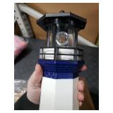 HSHD Lighthouse with Rotating Beacon LED Lights - Solar Lighthouse Lamp Outdoor Decorative for Garden Patio Well Cover Gifts(Blue2)