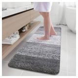 Arotive Microfiber Bathroom Rugs, Shaggy Soft and Absorbent Bath Rug, Non-Slip, Thick Plush Machine Washable Dry Bath Mats for Bathroom, Tub and Shower, 59x20, Grey, Rectangular