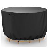 Brosyda Round Patio Furniture Cover, Waterproof Outdoor Table Covers, Windproof Heavy Duty Patio Furniture Cover for Outdoor Table Chair Furniture Set, Tear Resistant, 96DIA x 28H, Black