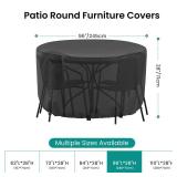 Brosyda Round Patio Furniture Cover, Waterproof Outdoor Table Covers, Windproof Heavy Duty Patio Furniture Cover for Outdoor Table Chair Furniture Set, Tear Resistant, 96DIA x 28H, Black