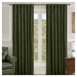 LAMIT Olive Green Velvet Curtains 120 Inch for Living Room, Thermal Insulated Blackout Curtains Luxury Room Darkening Back Tab and Rod Pocket Window Drapes for Bedroom, 2 Panels, 52 x 120 Inch
