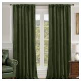 LAMIT Olive Green Velvet Curtains 120 Inch for Living Room, Thermal Insulated Blackout Curtains Luxury Room Darkening Back Tab and Rod Pocket Window Drapes for Bedroom, 2 Panels, 52 x 120 Inch