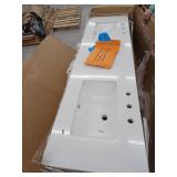 allen roth Cantrell 72-in Clear Oak Undermount Double Sink Bathroom Vanity with White Top - Retail: $1379