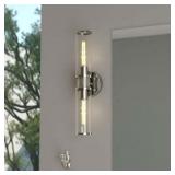 Levitt 2 Light Polished Nickel Mid Century Modern Industrial Bathroom Vanity Fixture Clear Glass - Retail: $156