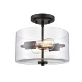 Millennium Lighting 2710 Verlana 2 Light 11  Wide Semi-Flush Drum Ceiling Fixture - Black - Retail: $195