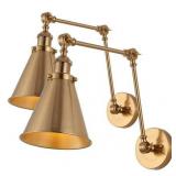 Rover 7  Adjustable Classic Glam Arm Metal LED Wall Sconce  Brass Gold (Set of 2) - Retail: $152